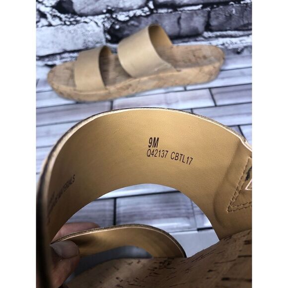 Korks Nude Leather Slip On Slides Cork Casual Wedge Shoes Women’s Sz 9M US/40EU - Picture 15 of 16